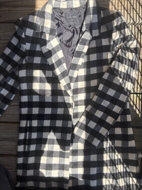 Black & White Plaid Trench Coat